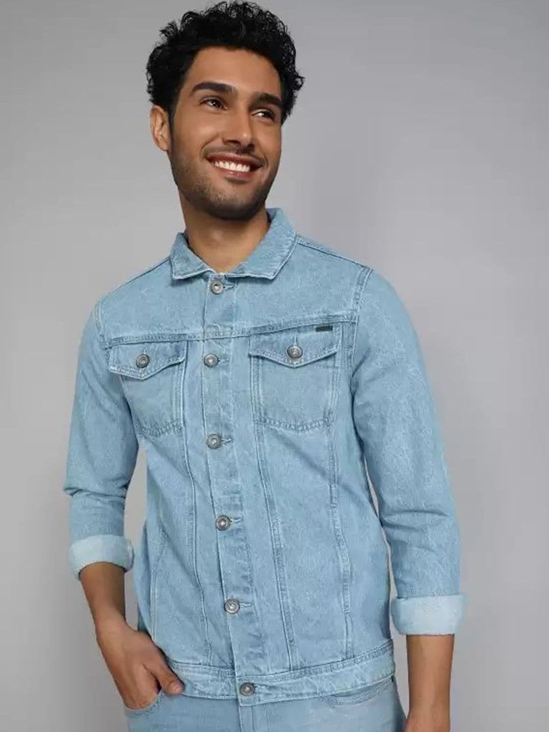 SZN Spread Collar Long Sleeves Denim Jacket - view 1