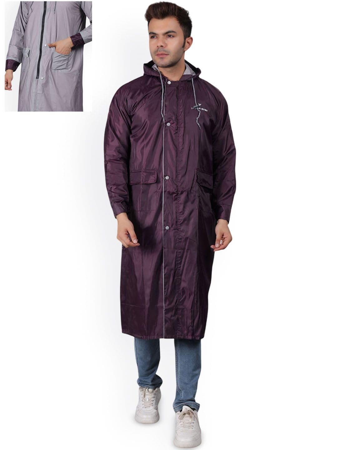 YOUTH ROBE Waterproof Tapping Rain Jacket With Carrying Pouch - view 1