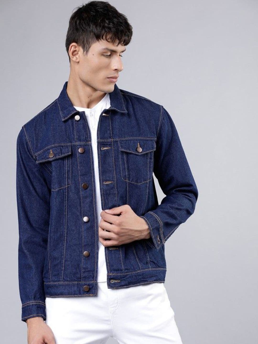 KLIZEN Men Self Design Washed Denim Jacket - view 1