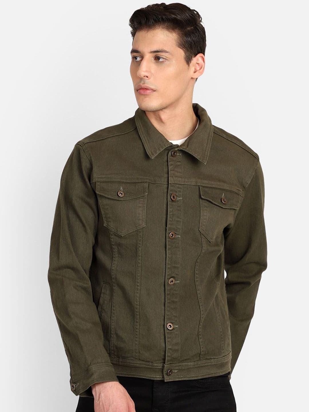KLIZEN Men Spread Collar Denim Jacket - view 1