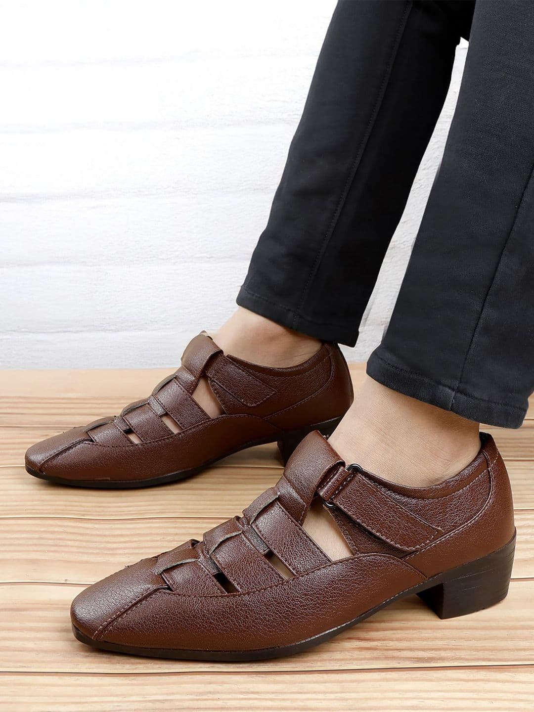 Bxxy Men 2 Inch Heel Height Increasing Formal Velcro Roman Shoe-Style Sandals - view 1
