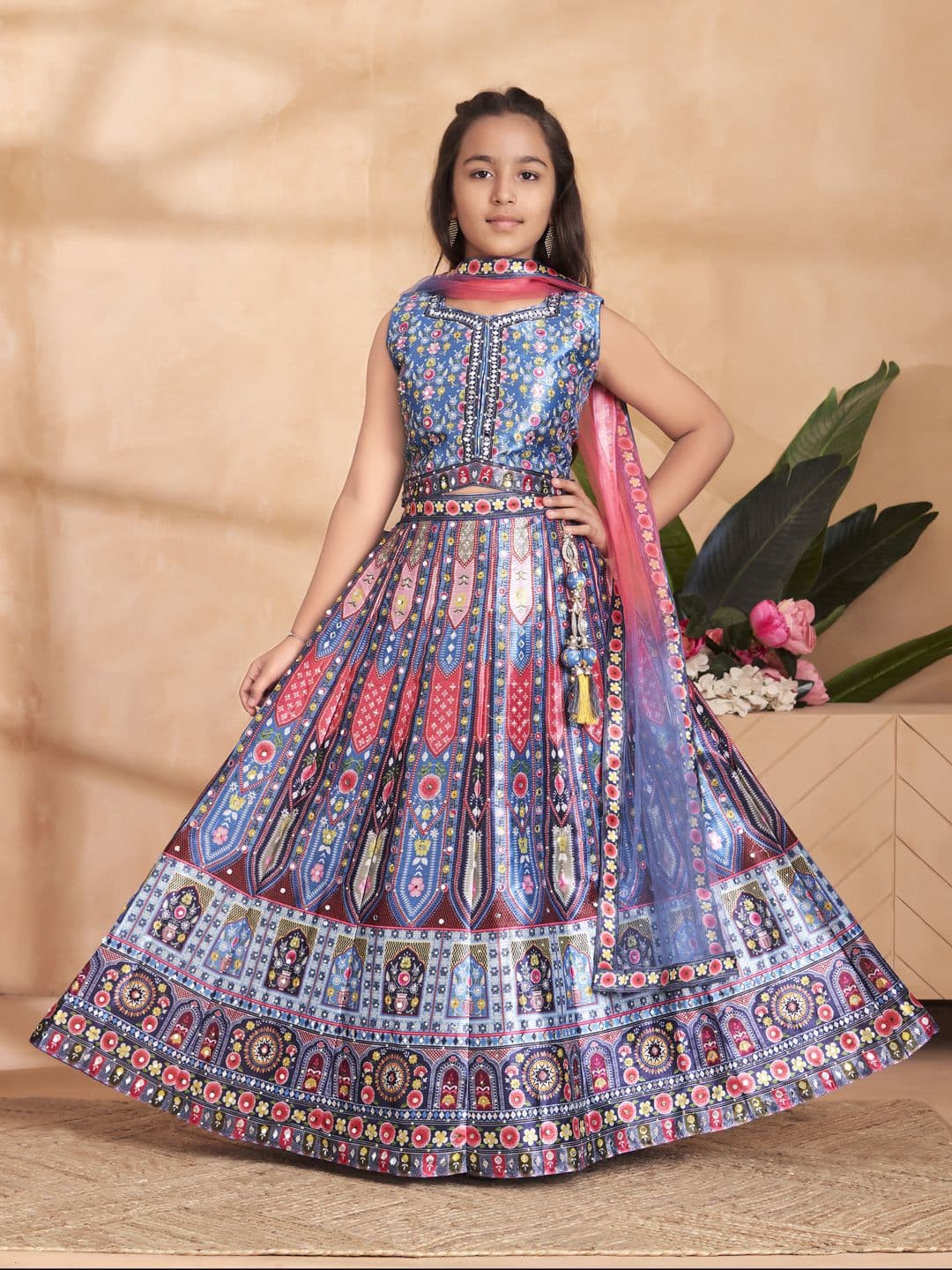 Aarika Girls Embroidered Ready to Wear Lehenga & Blouse With Dupatta - view 1
