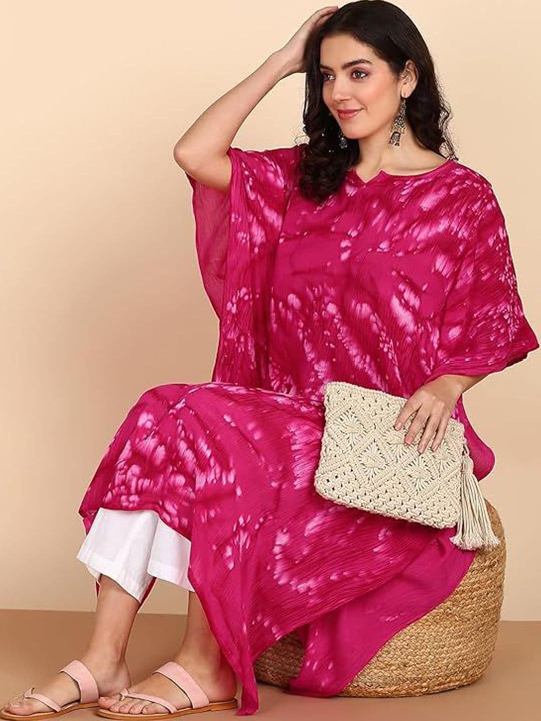 CORSICA Women Tie and Dye Dyed Crepe Kaftan Kurtas - view 1