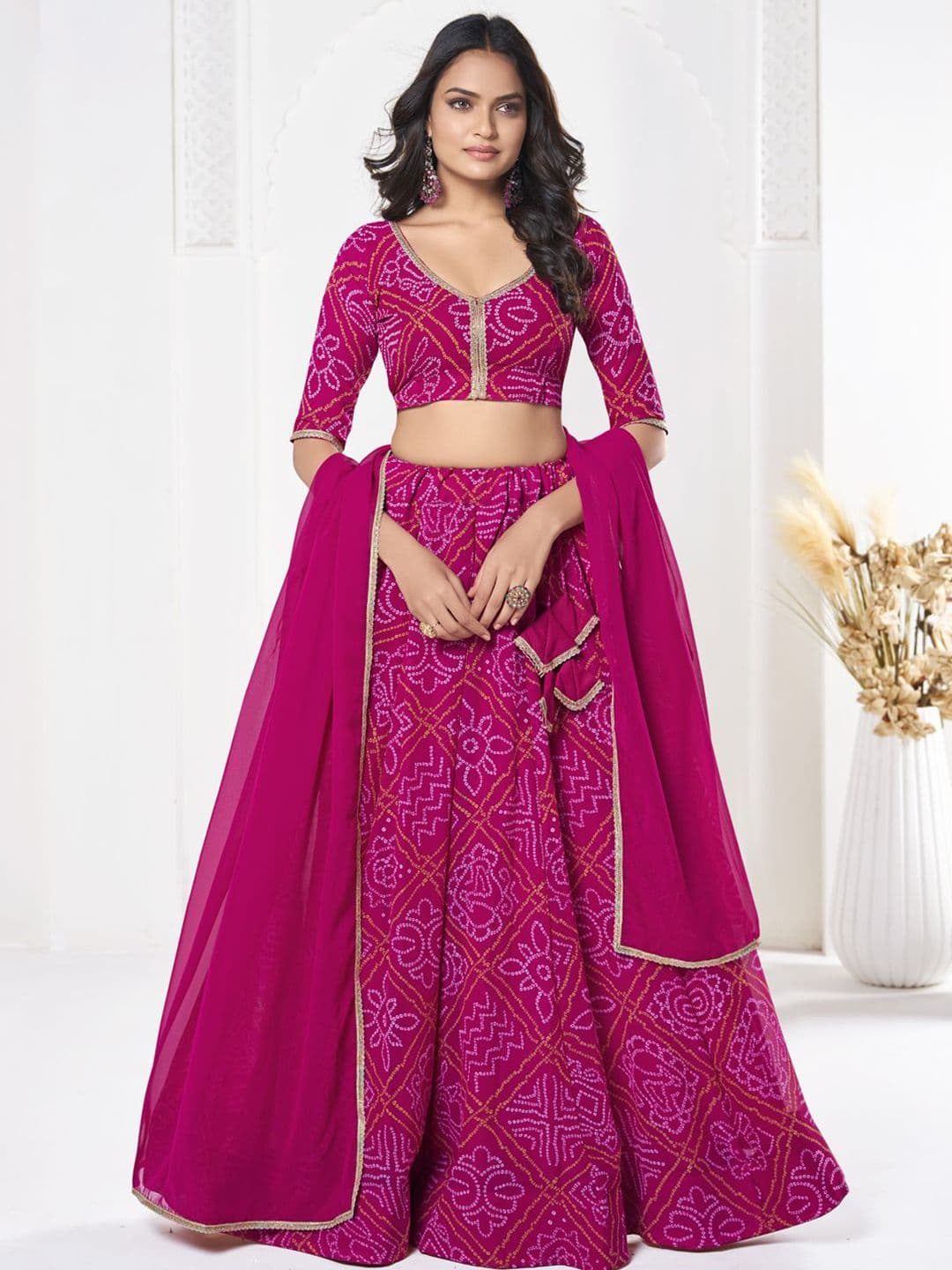 KALINI Printed Semi-Stitched Lehenga & Unstitched Blouse With Dupatta - view 1