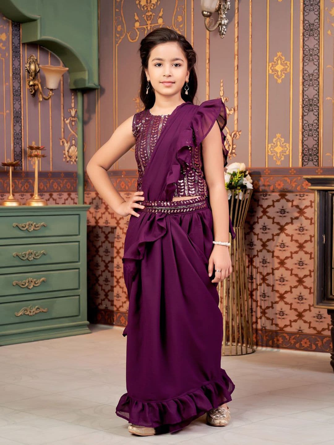 Aarika Girls Embroidered Ready to Wear Lehenga & Blouse With Dupatta - view 1