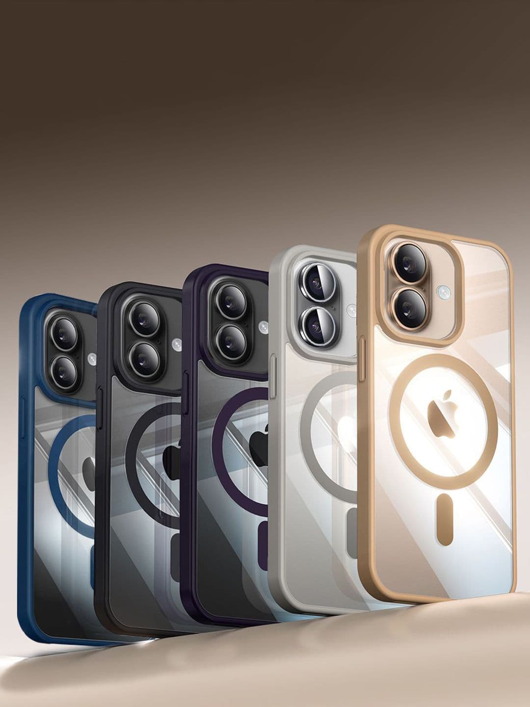 Luxury Kase Transparent iPhone 16 Plus Impact Resistant Back Case with Shockproof Bumper