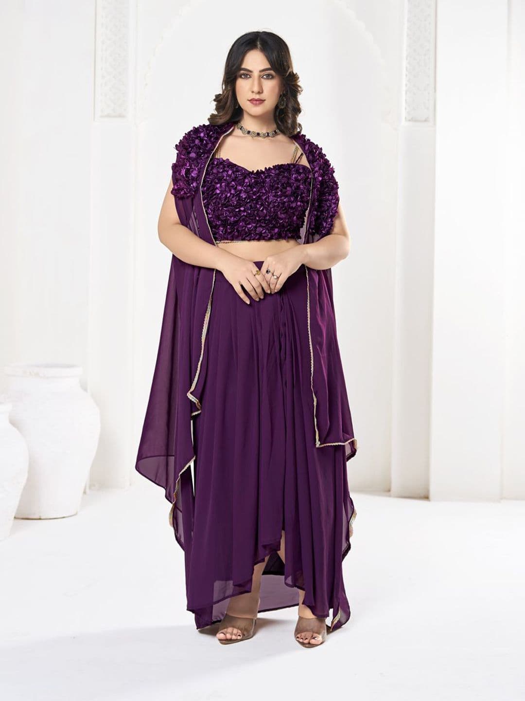 KALINI Embroidered Semi-Stitched Lehenga & Unstitched Blouse With Dupatta - view 1