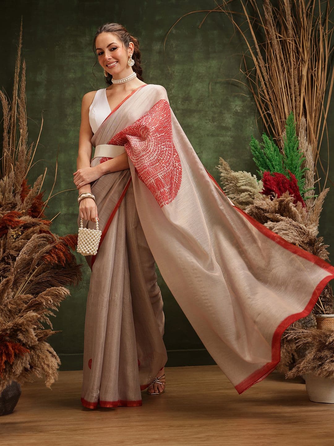 KALINI Abstract Printed Silk Cotton Saree - view 1