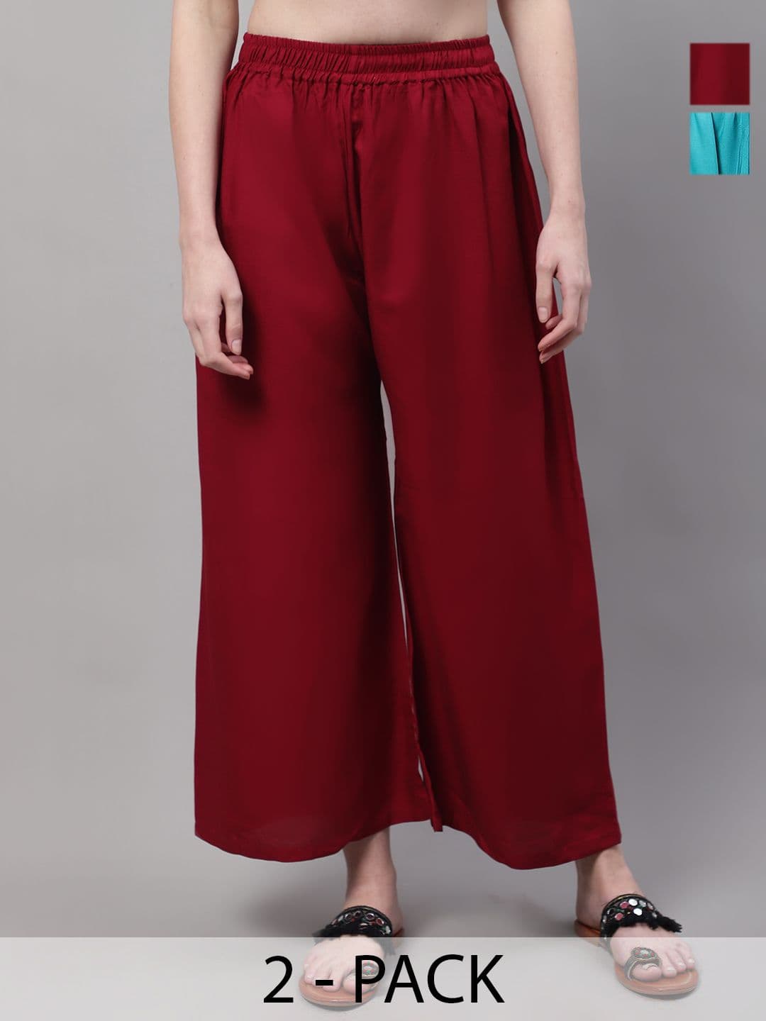 Valles365 by S.C. Women Pack of 2 Flared Ethnic Palazzos - view 1