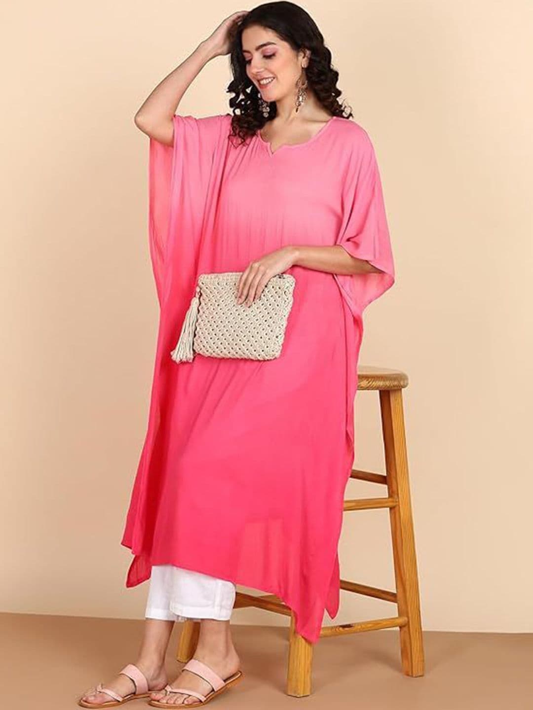 CORSICA Women Dyed Regular Kaftan Kurta - view 1