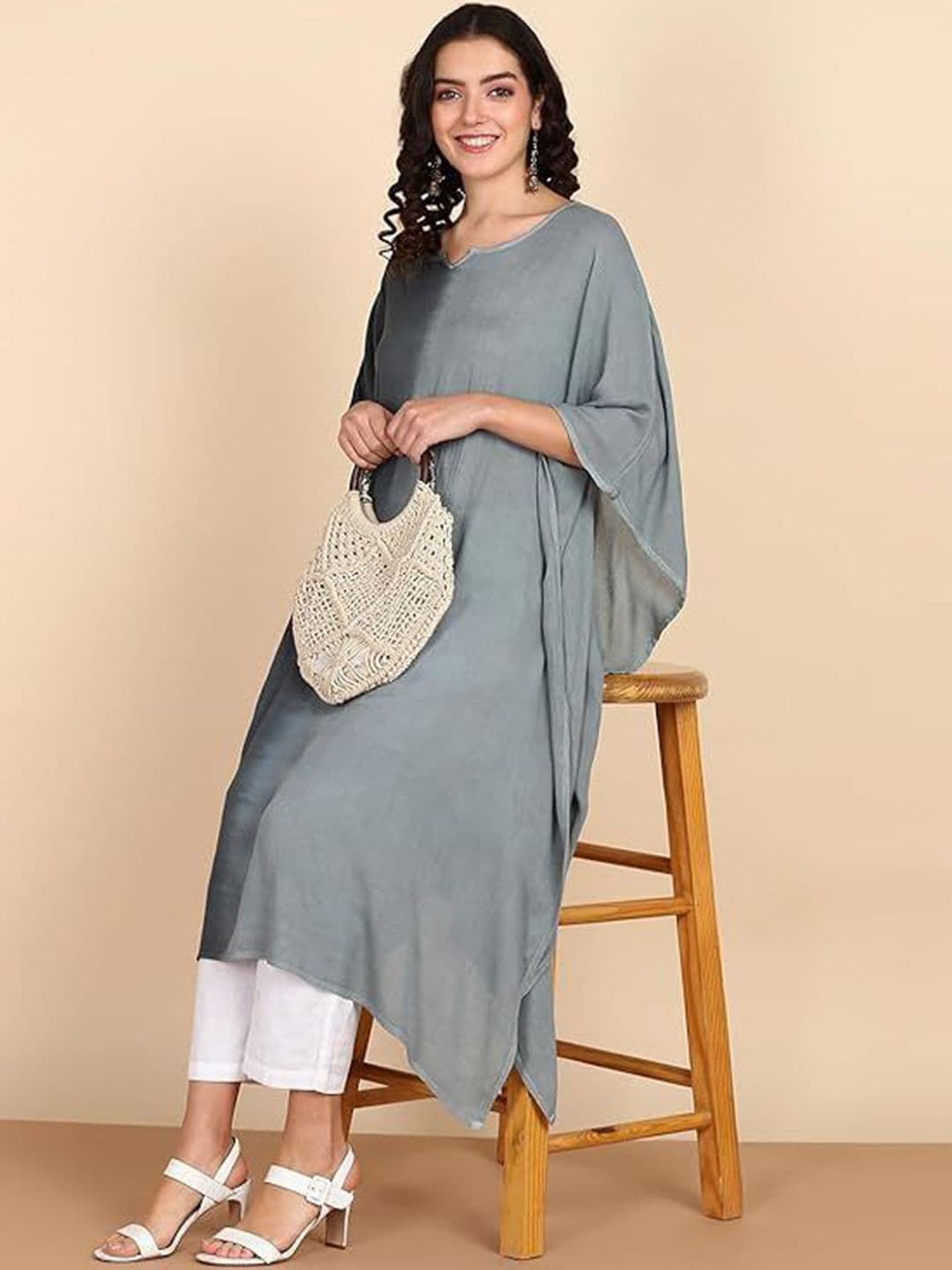 CORSICA Women Dyed Crepe Kaftan Kurta - view 1
