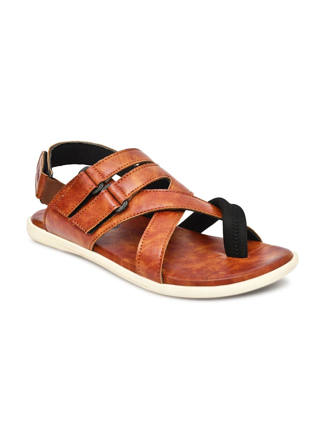 G L Trend Men Tan Solid Comfort Sandals with Adjustable Straps - view 1