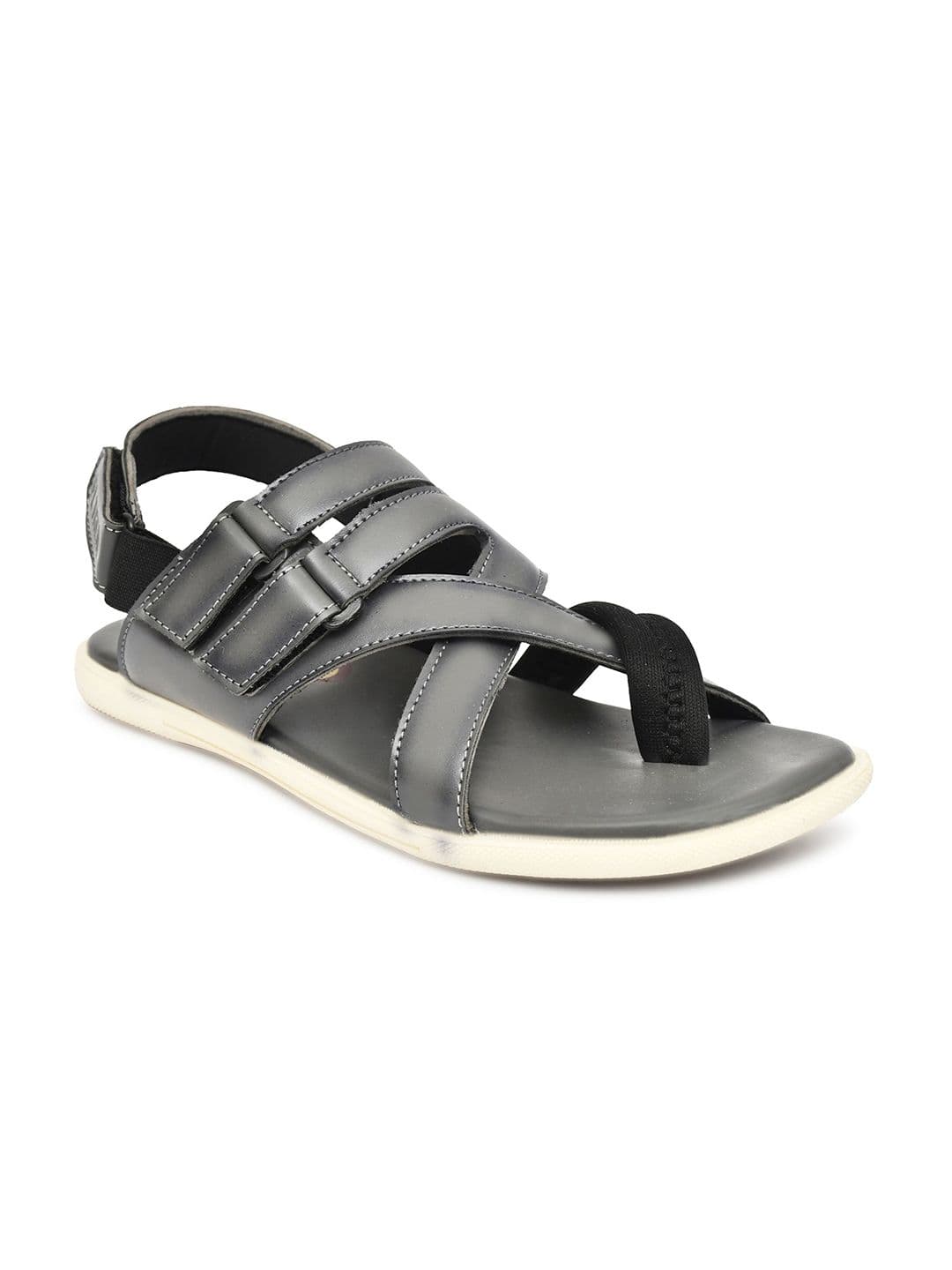 G L Trend Men Grey Solid Comfort Sandals with Adjustable Straps - view 1