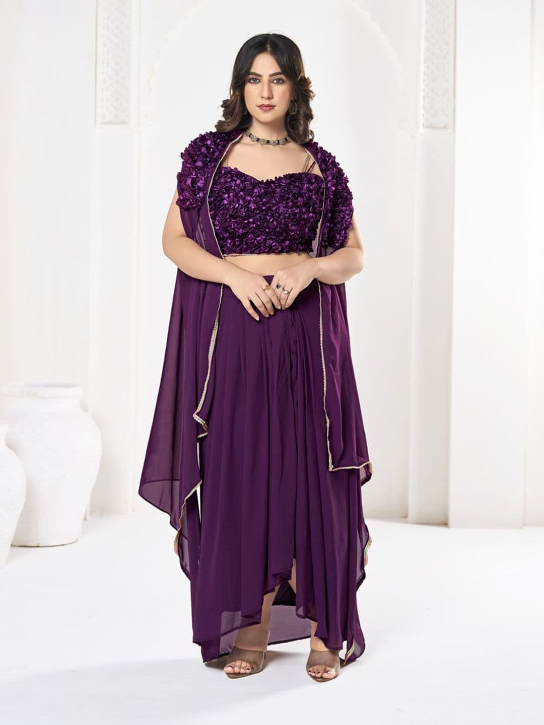 Warthy Ent Embroidered Semi-Stitched Lehenga & Unstitched Blouse With Dupatta - view 1