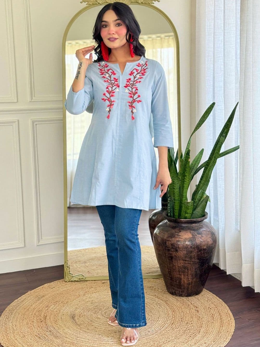KALINI Women Embroidered Ethnic Tunic - view 1