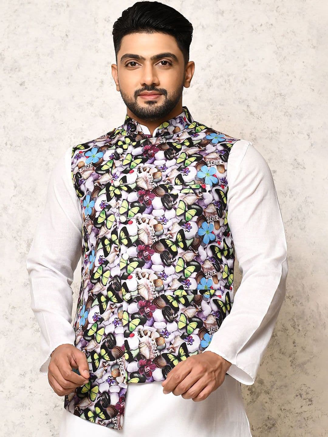 RANAK Digital Printed Woven Nehru Jacket - view 1