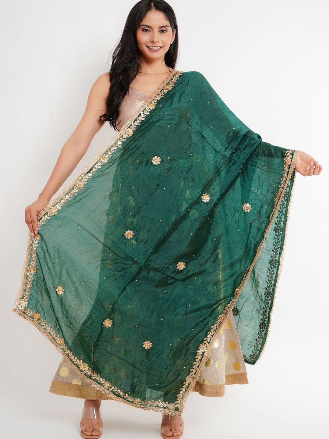 Karthav Fashion Floral Embroidered Dupatta - view 1