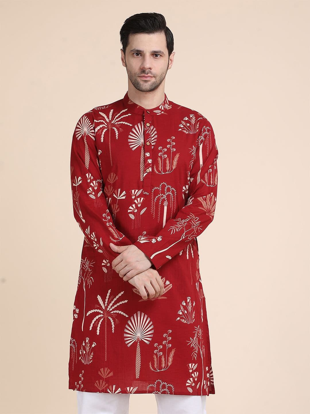 Anouk Rustic Ethnic Motifs Printed Mandarin Colllar Cotton Straight Kurta - view 1