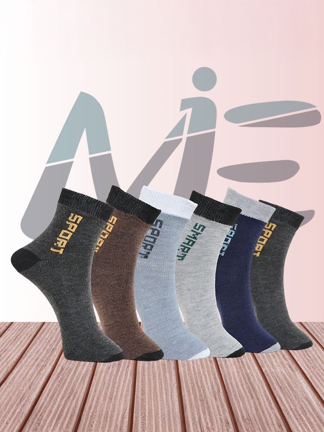 MJE Pack Of 6 Patterned Cotton Ankle Length Socks - view 1