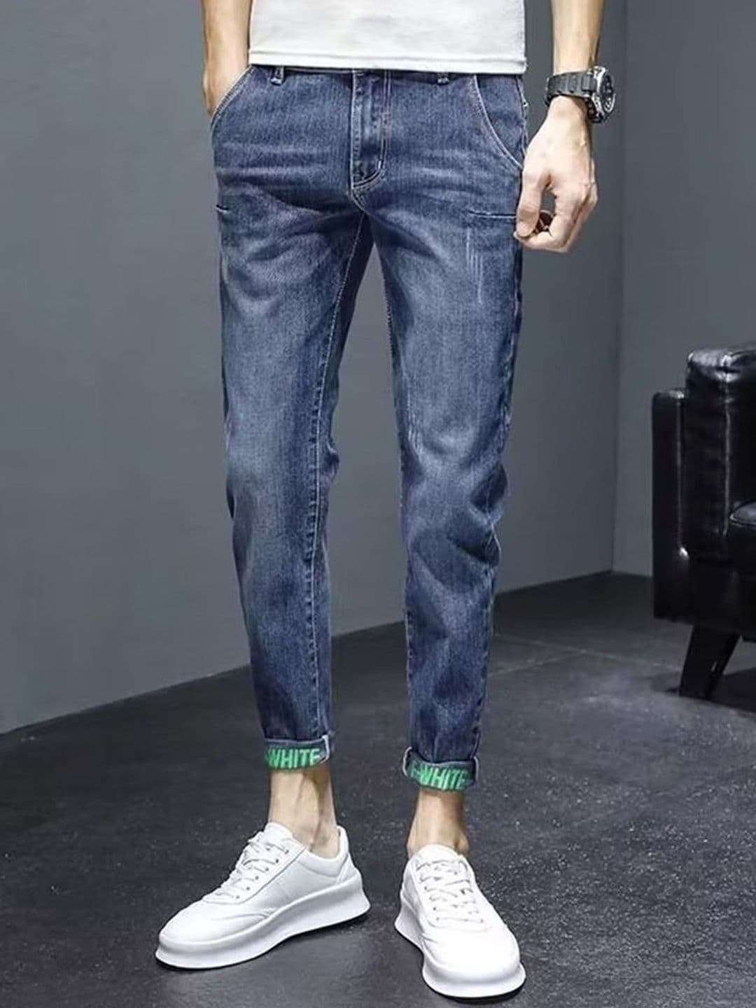 The Roadster Lifestyle Co Cotton Mid-Rise Lightly Faded Jeans - view 1