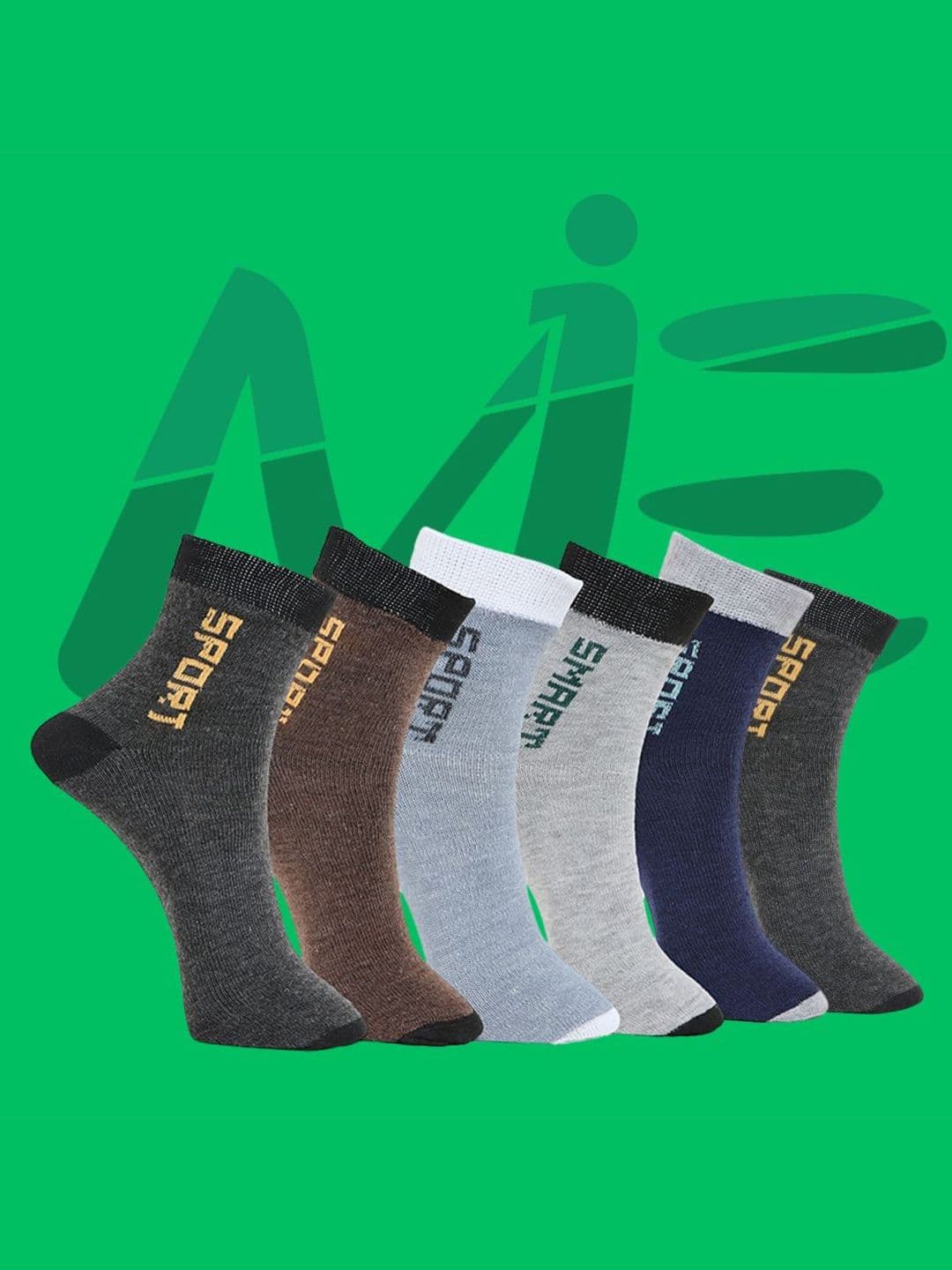 MJE Pack Of 6 Patterned Cotton Ankle Length Socks - view 1