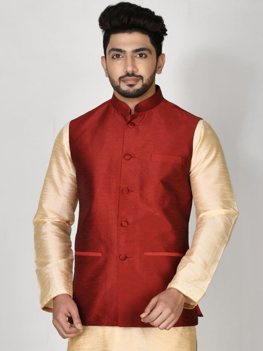 RANAK Woven Design Nehru Jacket - view 1