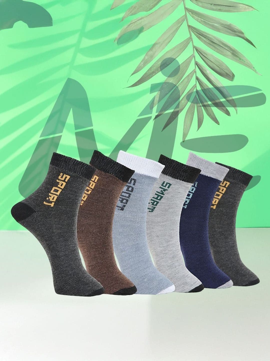 MJE Pack Of 6 Patterned Cotton Ankle Length Socks - view 1