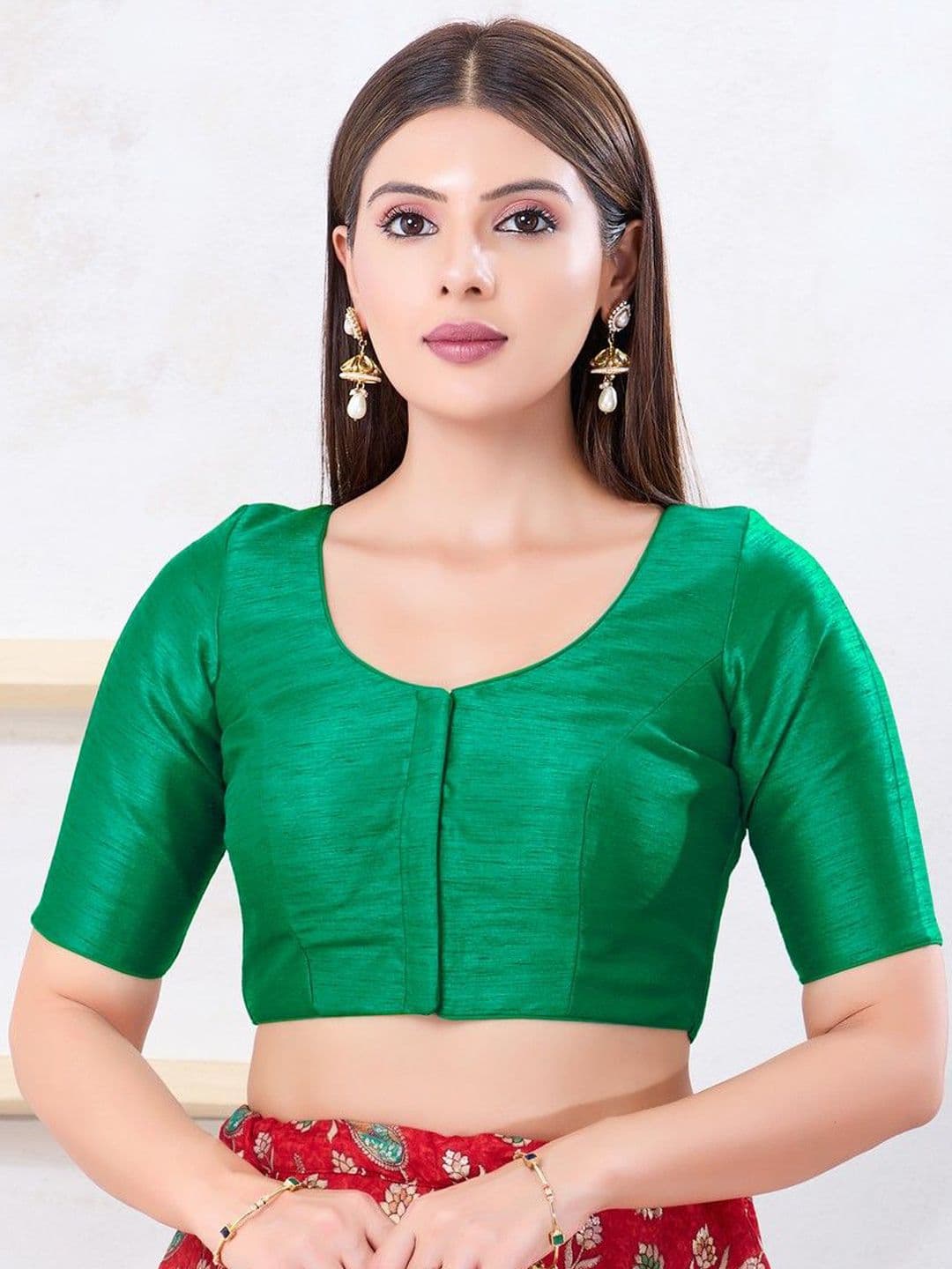VAMAS - THE DESIGNER BLOUSES Silk Round Neck Padded Readymade Saree Blouse - view 1