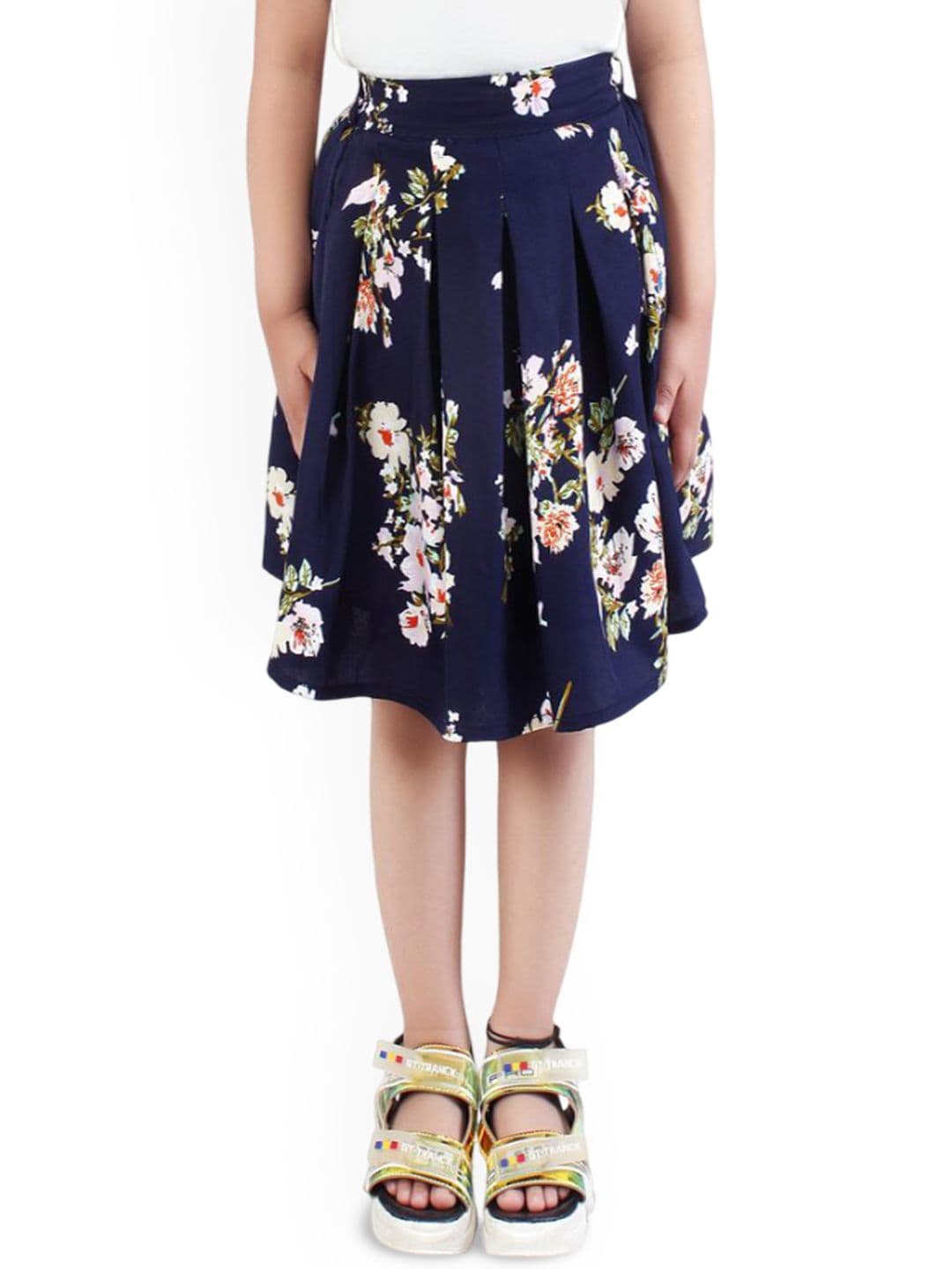 Klowvila Fashion Girls Floral Printed Flared Knee Length Skirt - view 1