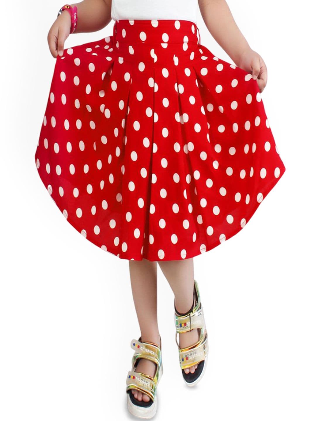Klowvila Fashion Girls Polka Dots Printed Flared Knee Length Skirt - view 1