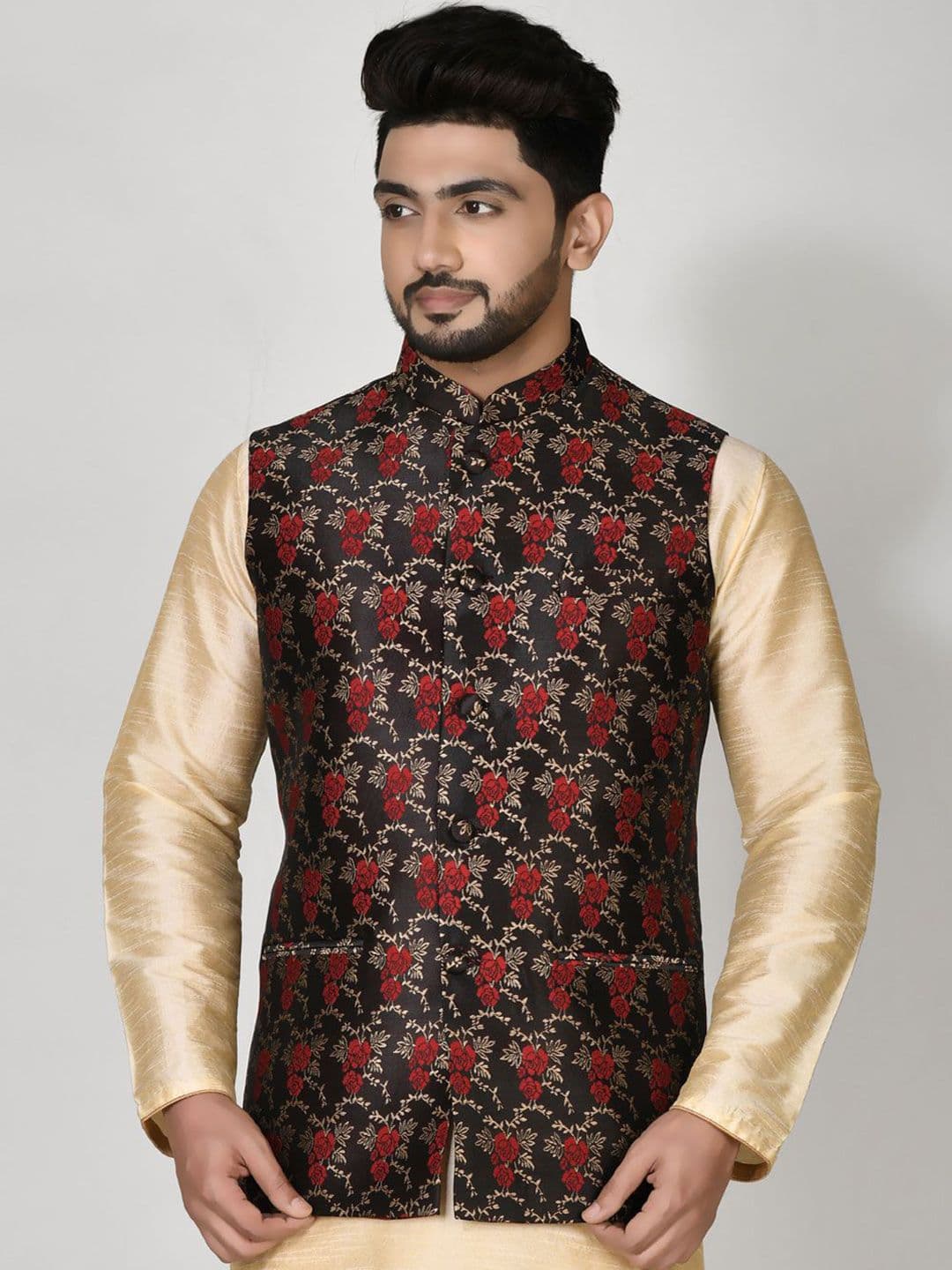 RANAK Digital Printed Jacquard Nehru Jacket - view 1