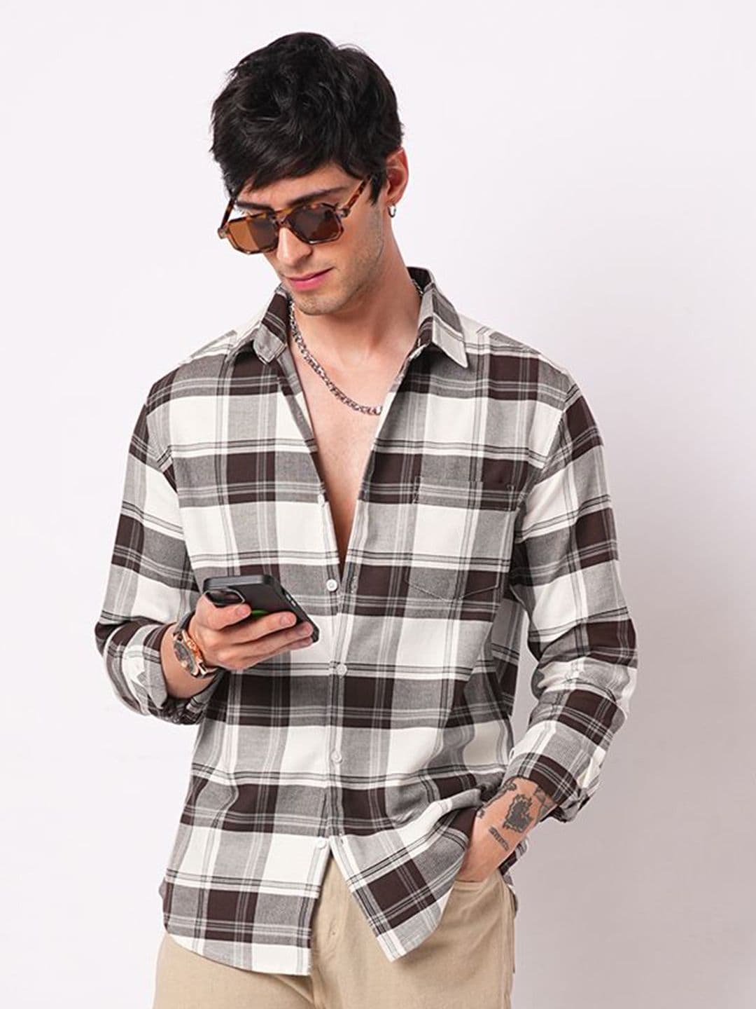 VASTRADO Classic Tartan Checked Slim Fit Pure Cotton Shirt - view 1