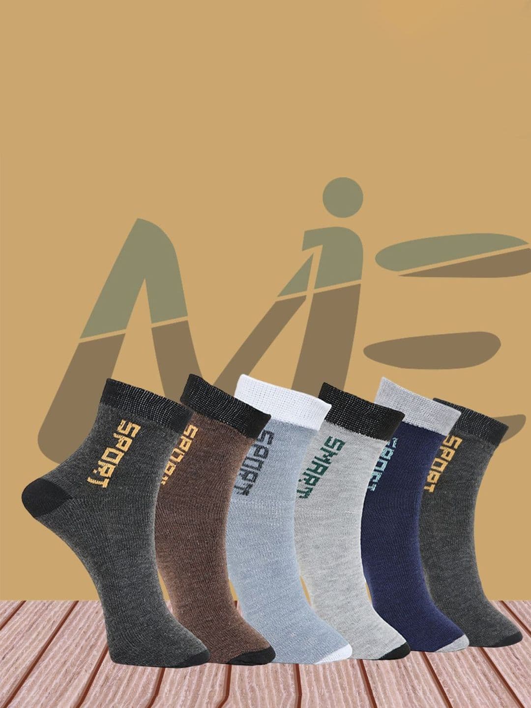 MJE Pack Of 6 Patterned Cotton Ankle Length Socks - view 1
