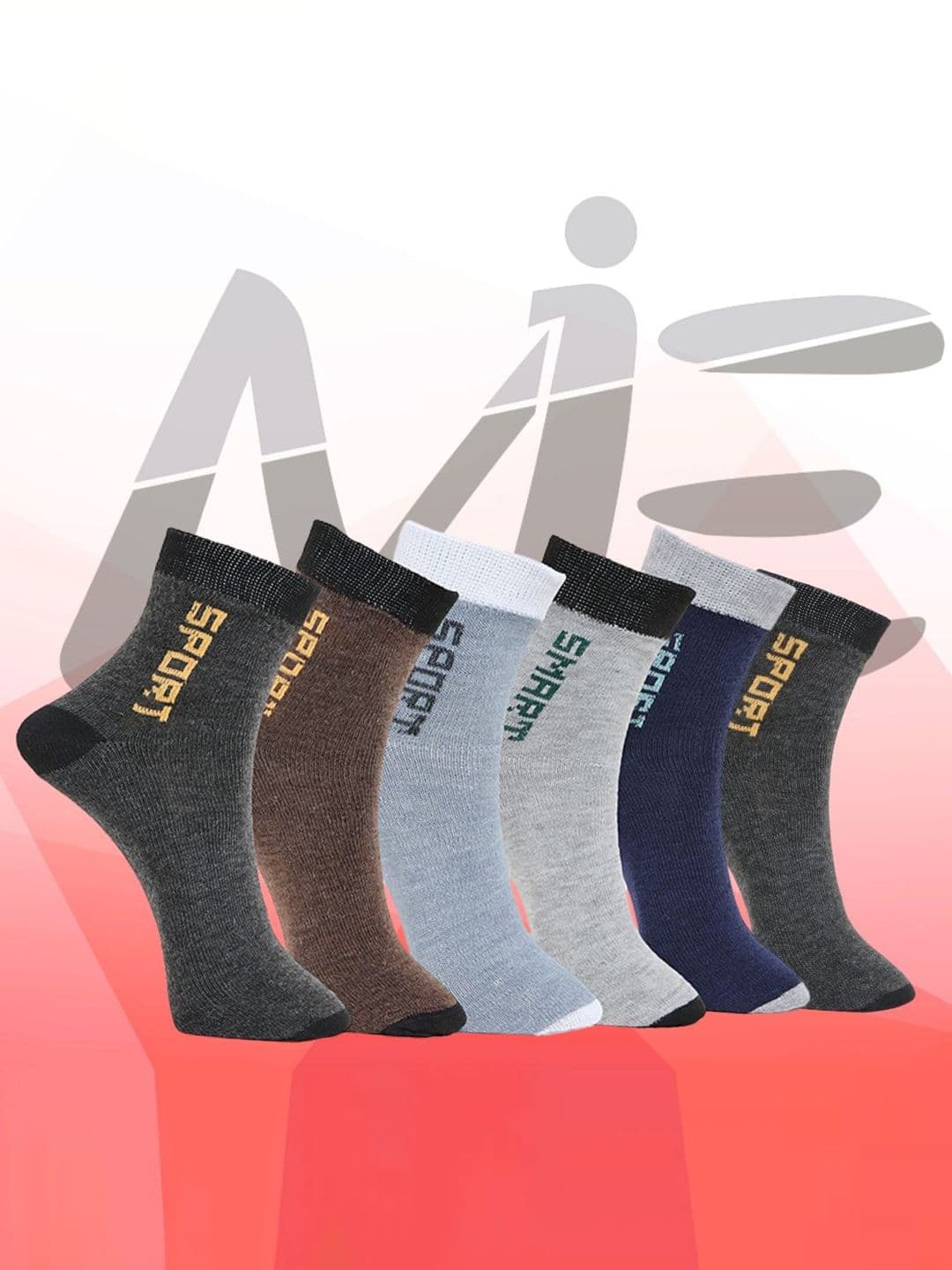 MJE Pack Of 6 Patterned Cotton Ankle Length Socks - view 1