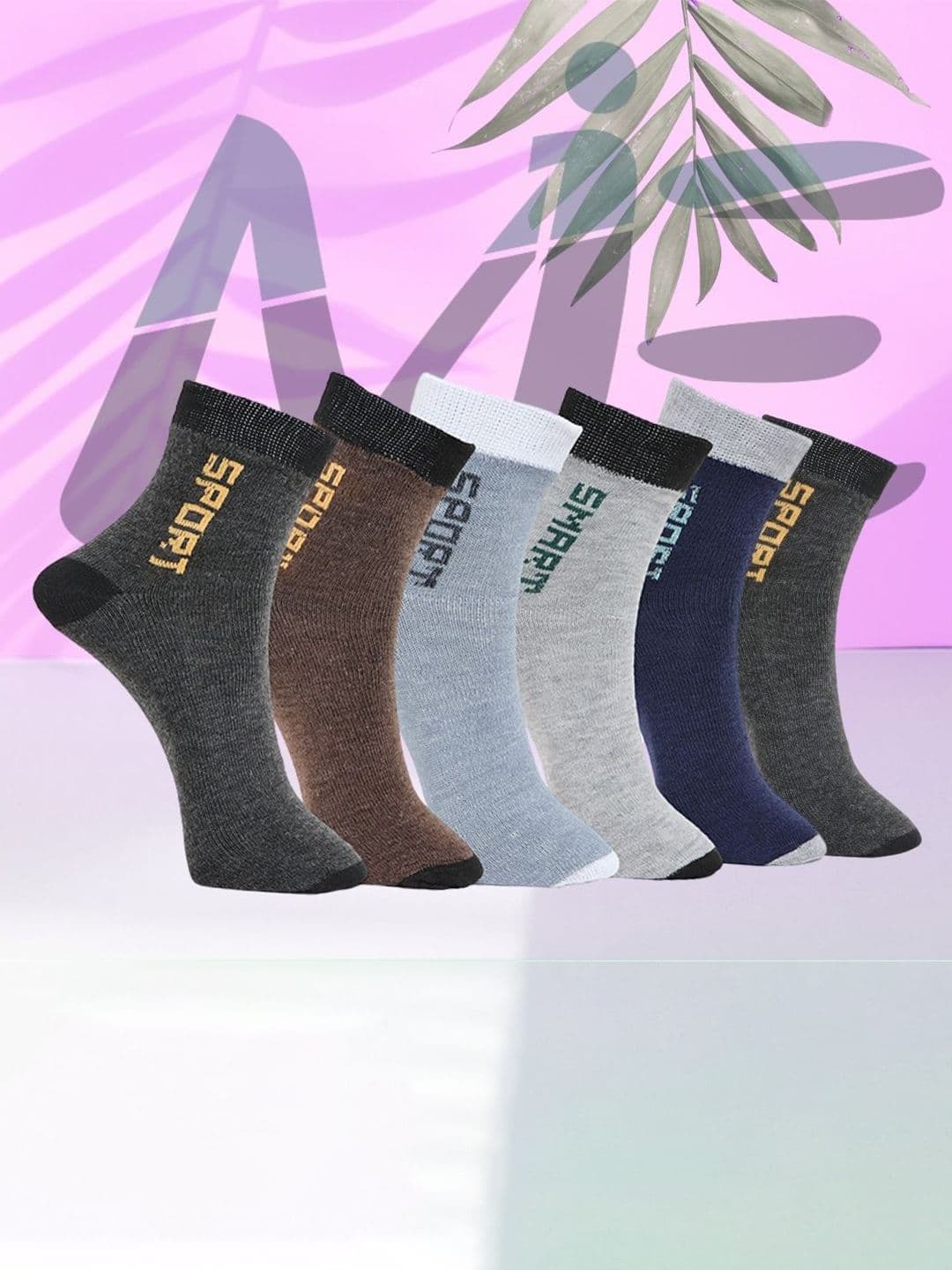 MJE Pack Of 6 Patterned Cotton Ankle Length Socks - view 1