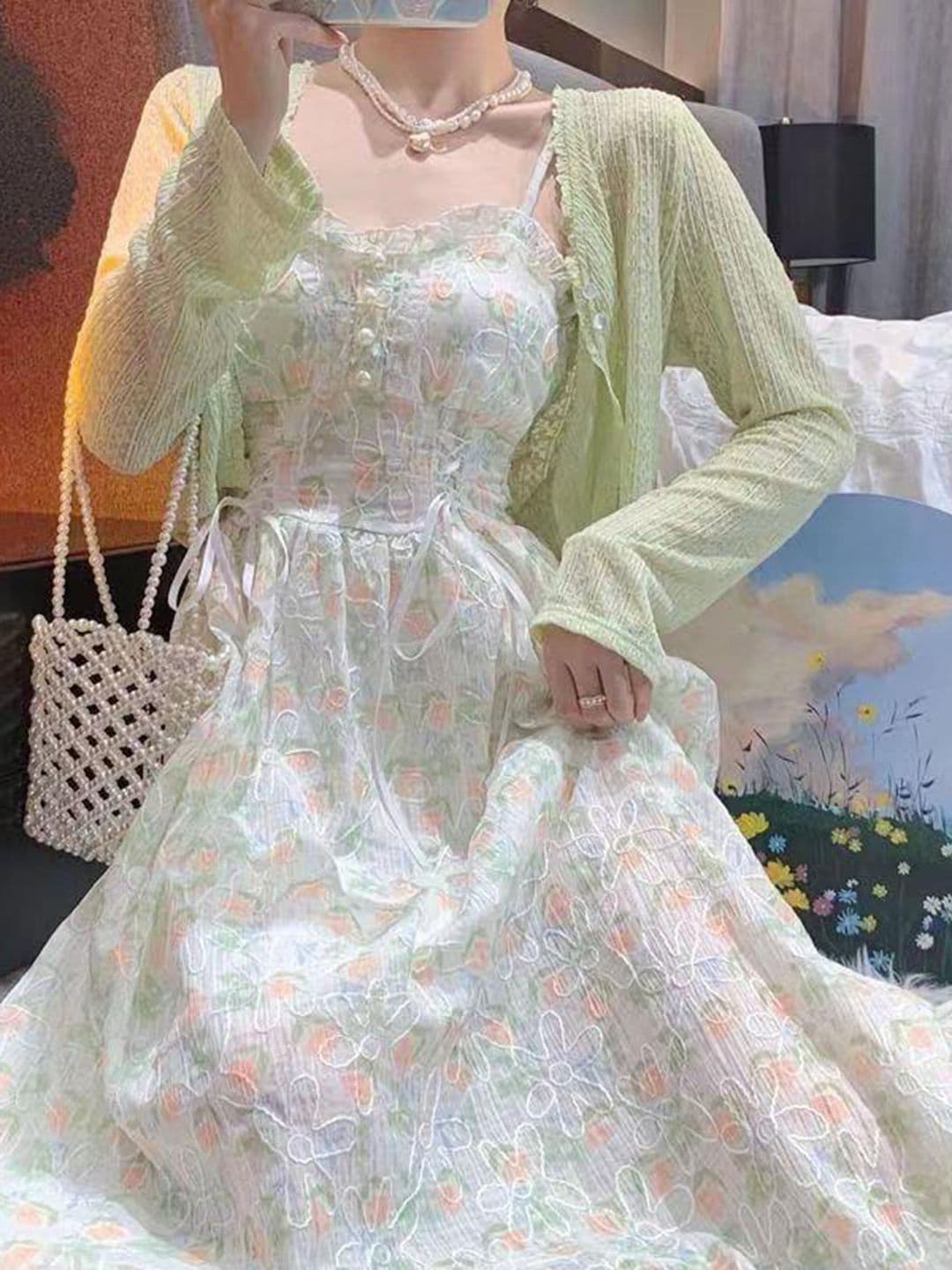 DressBerry Women Floral Embroidered Fit and Flare Midi Dress - view 1