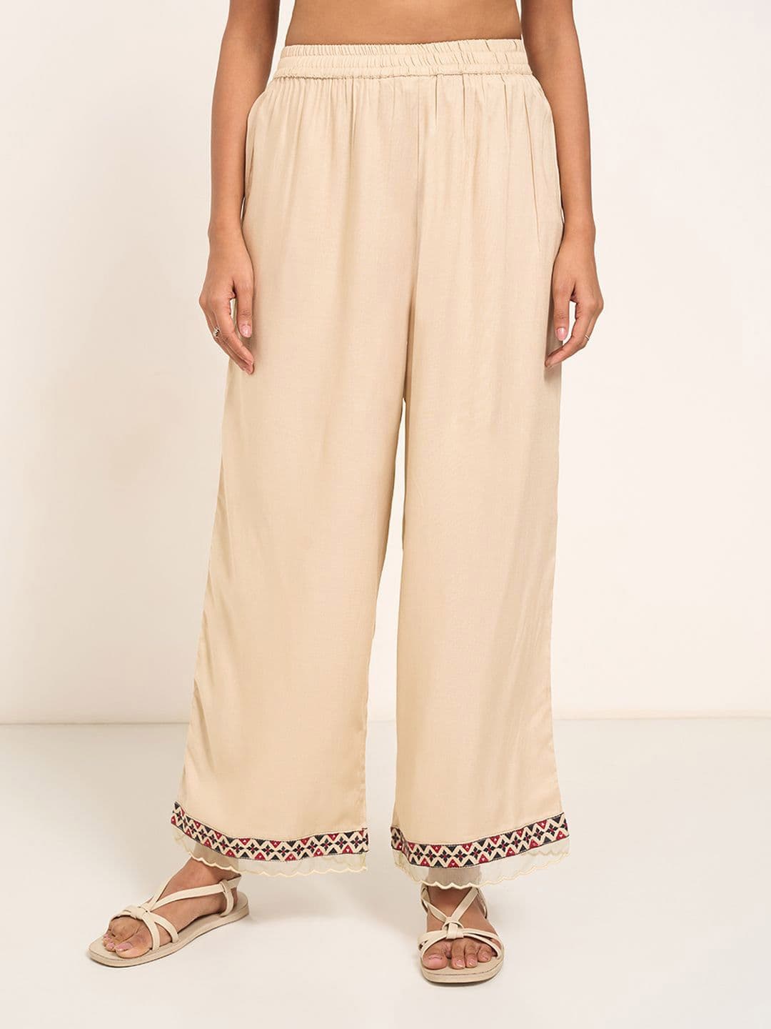 RANGMANCH BY PANTALOONS Women Embroidered Flared Ethnic Palazzos - view 1