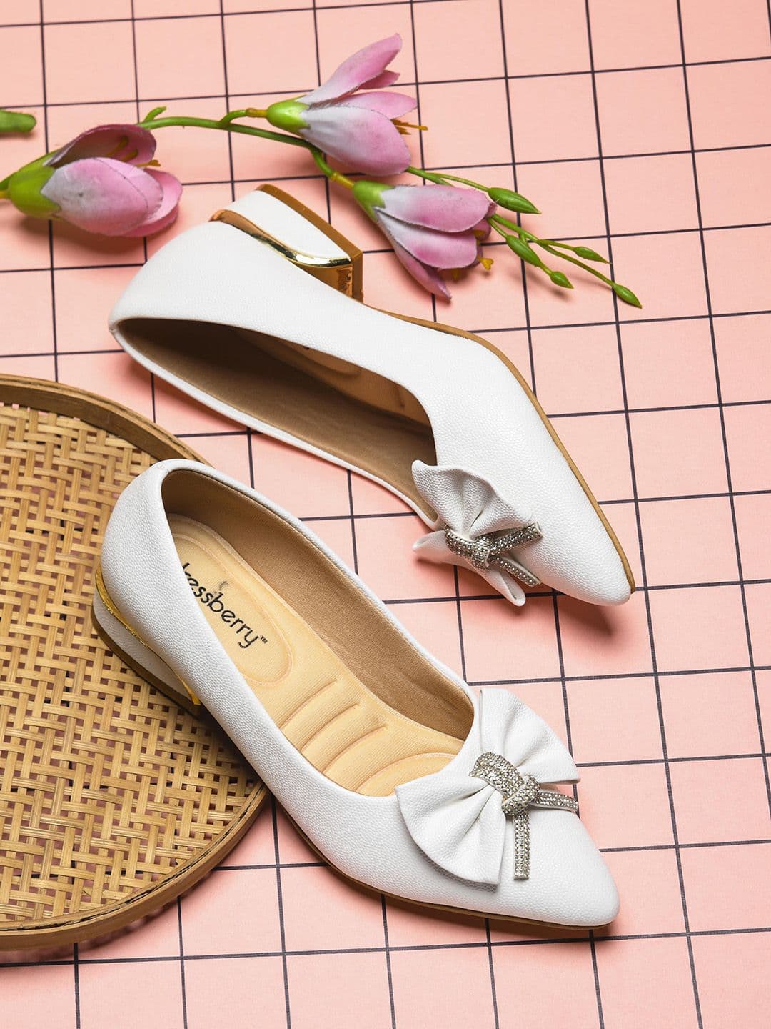 DressBerry Women Embellished Pointed Toe Block Pumps with Bows - view 1