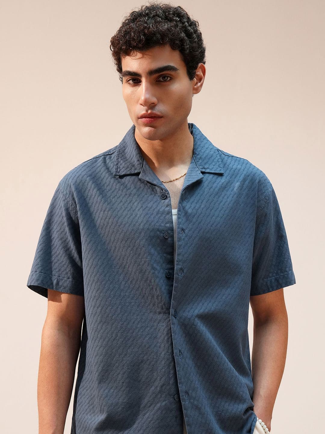 HIGHLANDER Men Self Design Textured Casual Relaxed Fit Shirt - view 1