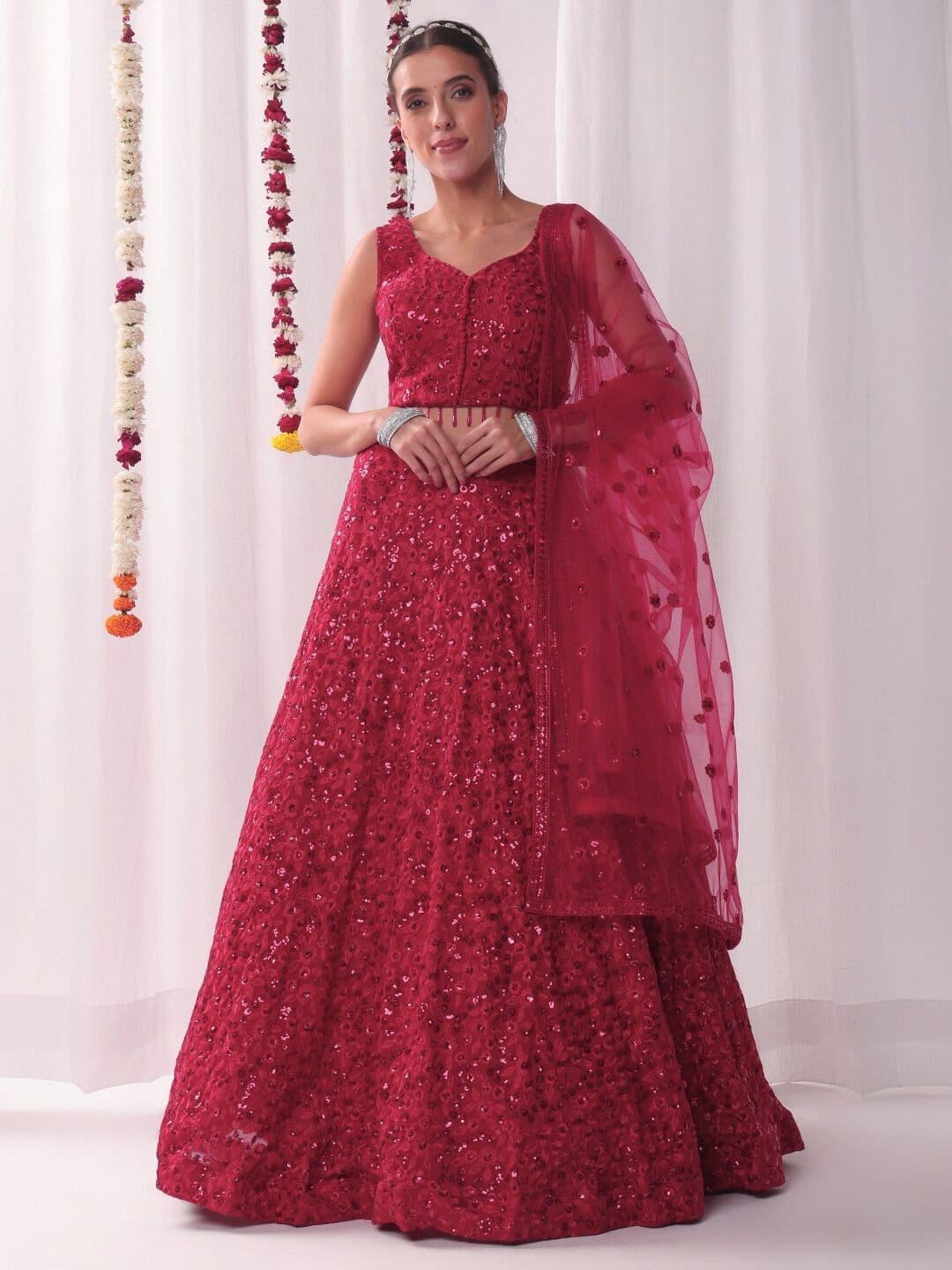 Chhabra 555 All Over Sequin Embroidery Lehenga With Choli & Dupatta - view 1
