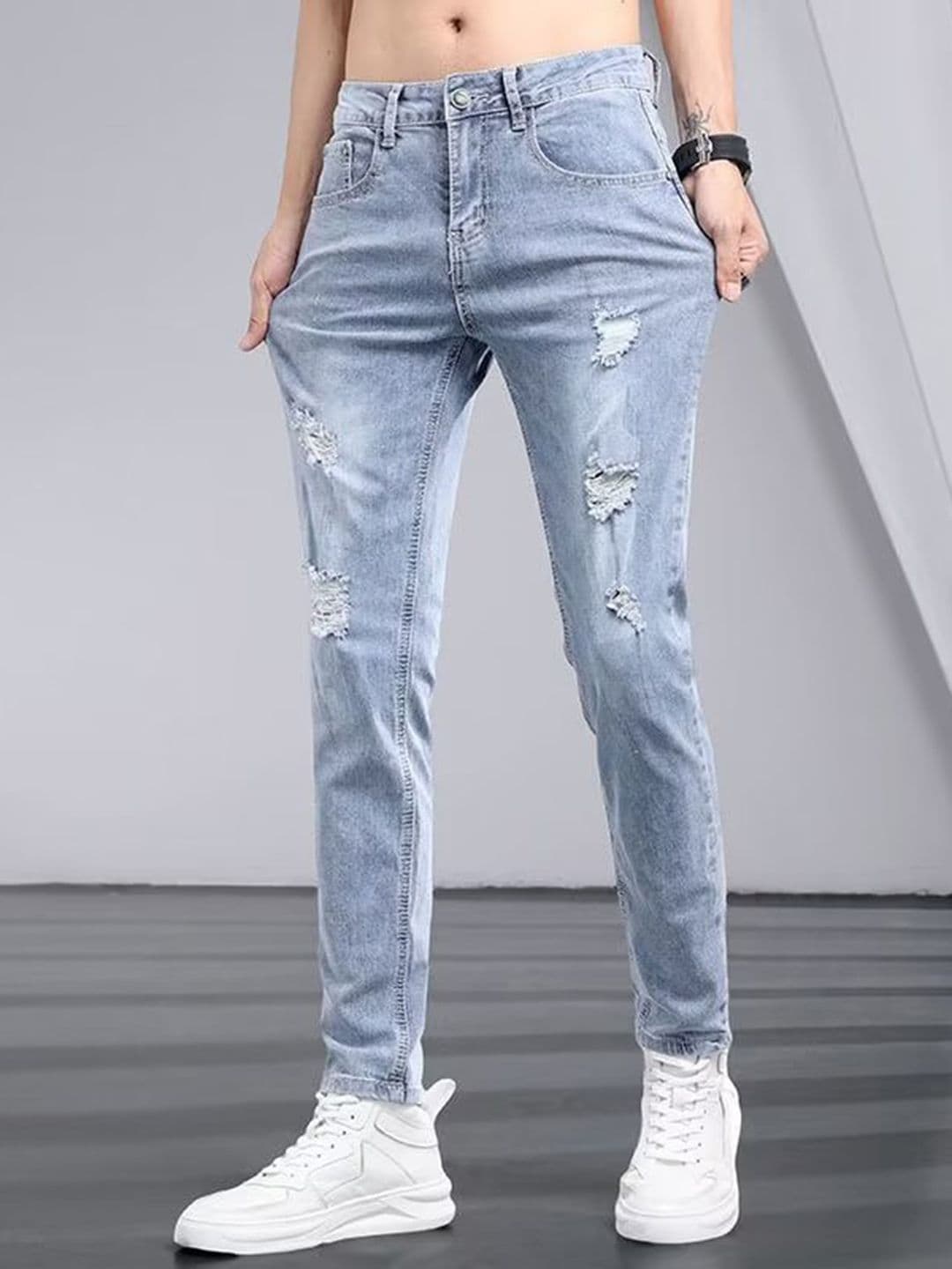 Mast & Harbour Men Regular Fit Mid-Rise Slash Knee Heavy Fade Jeans - view 1