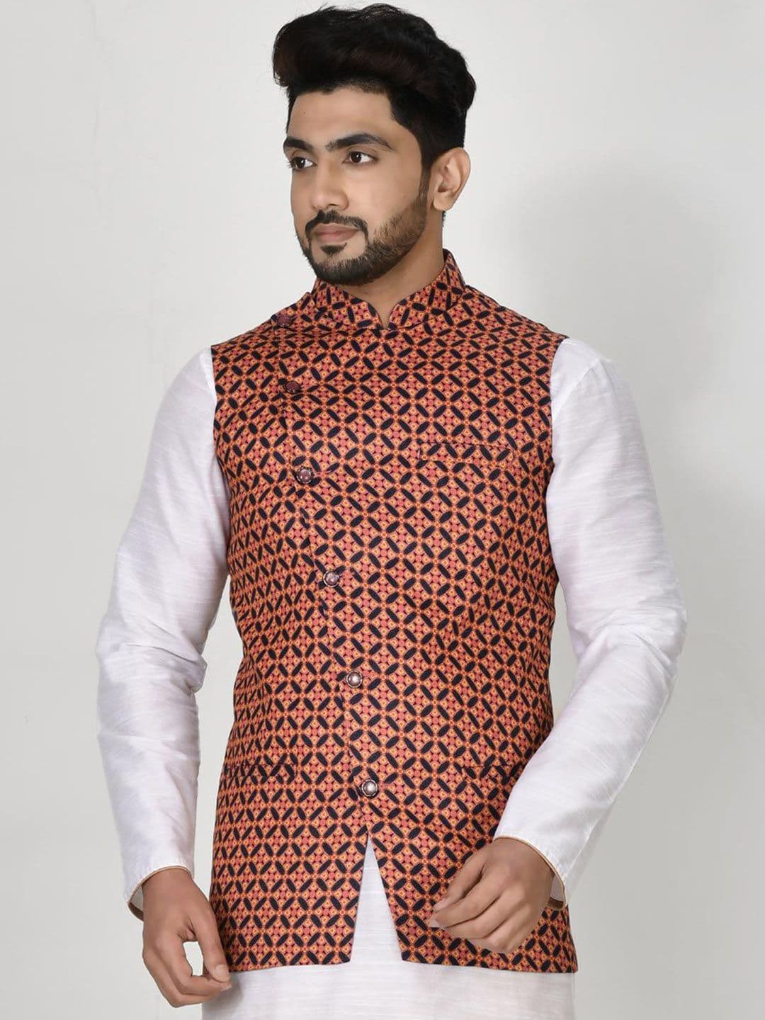 RANAK Digital Printed Woven Nehru Jacket - view 1