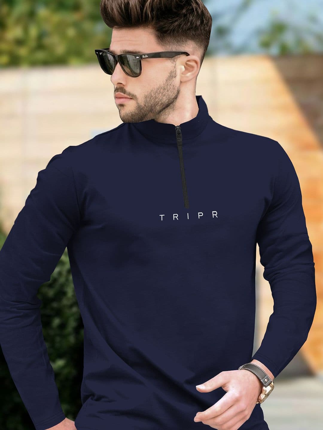 TRIPR Men Regular Fit Henley Neck T-shirt - view 1