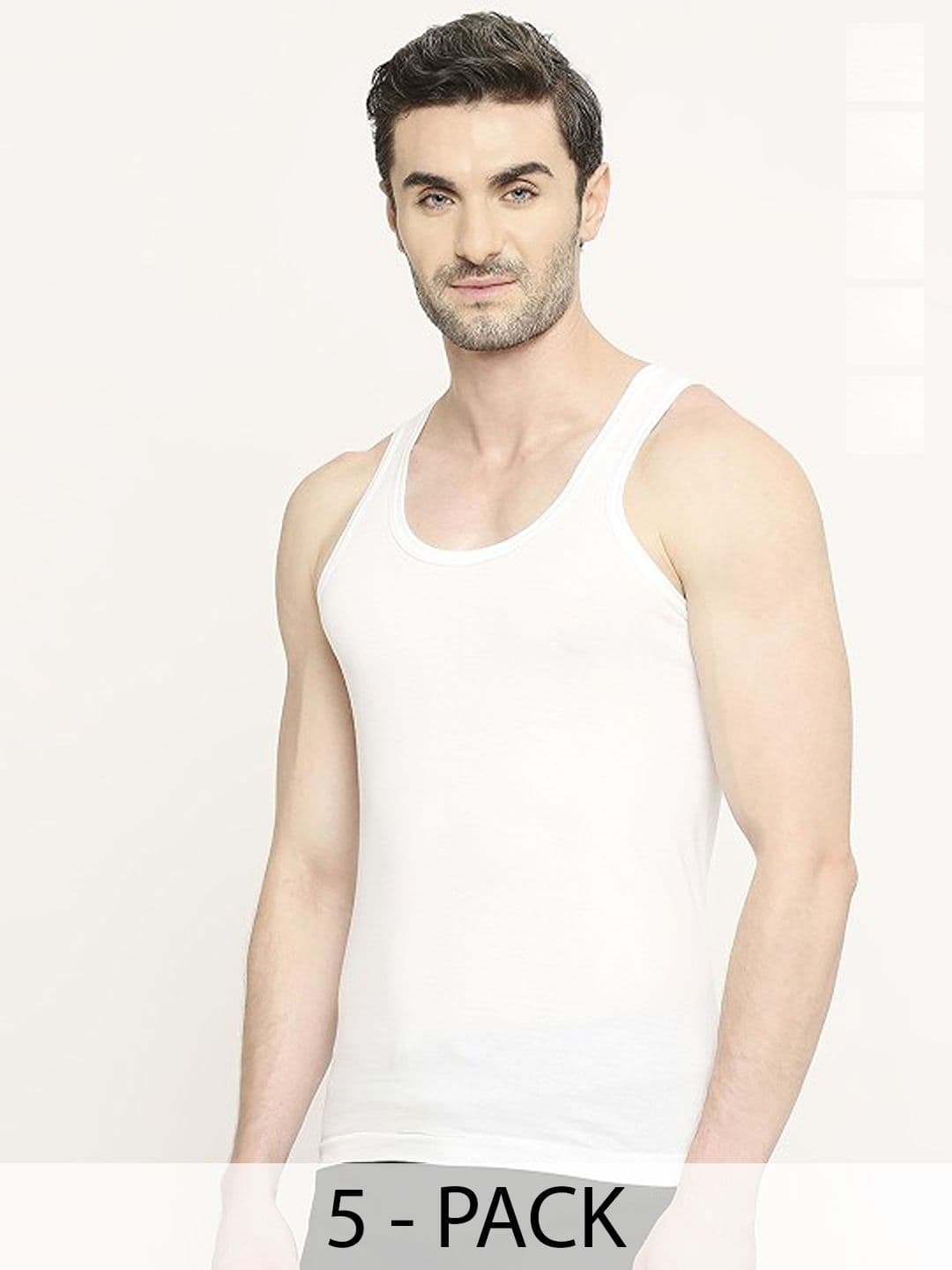 CAVENDERS Men Pack Of 5 Pure Cotton Undershirt Vests White Premium quality Dno-v451st - view 1