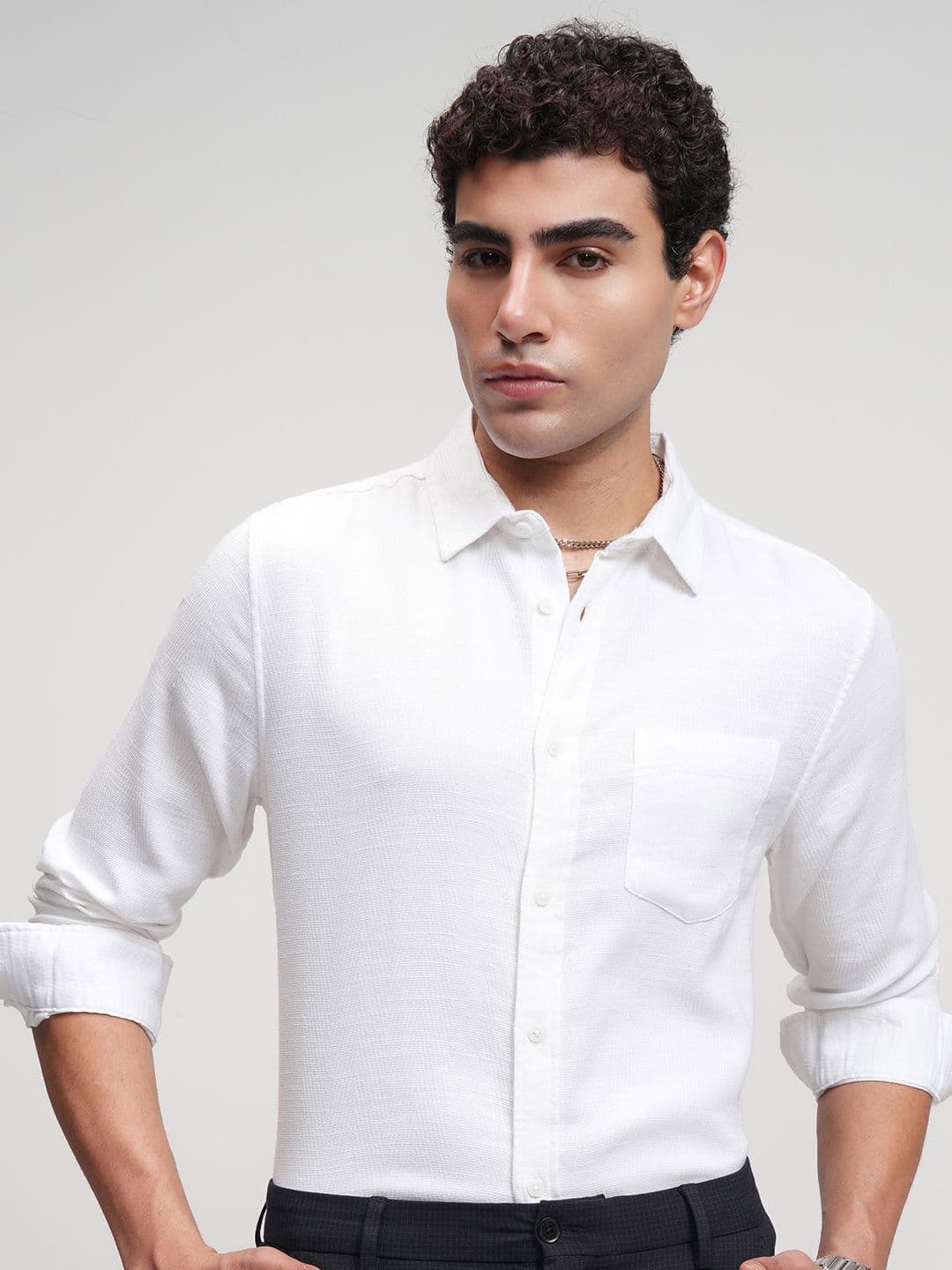 HIGHLANDER Spread Collar Long Sleeves Slim Fit Casual Shirt - view 1