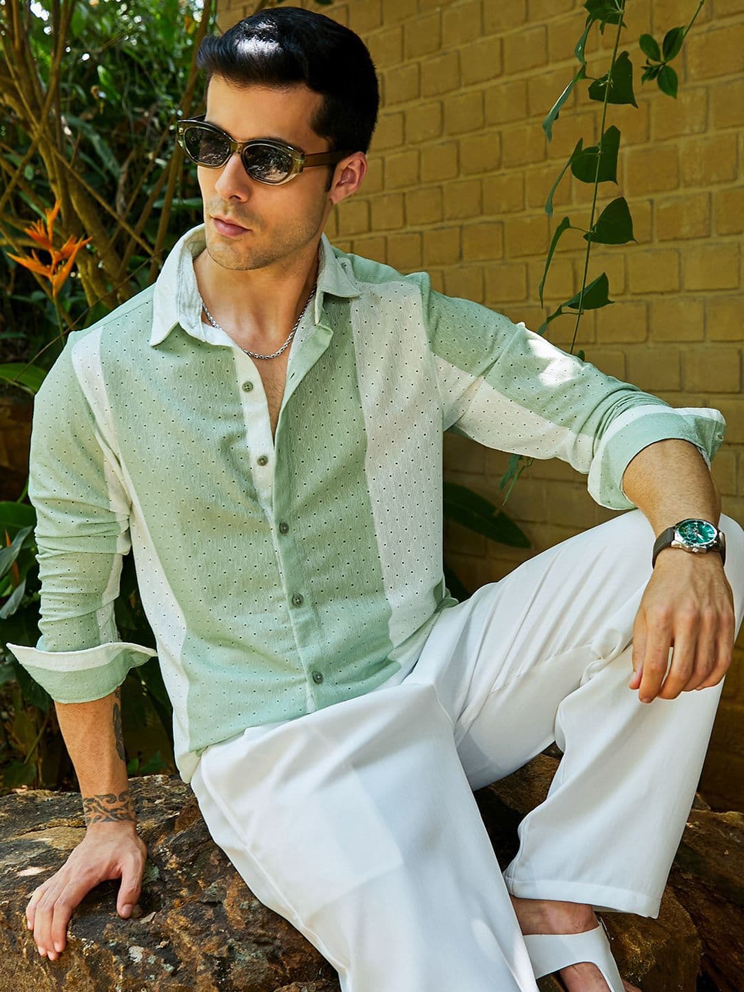 CAHOOT Striped Spread Collar Comfort Casual Shirt - view 1