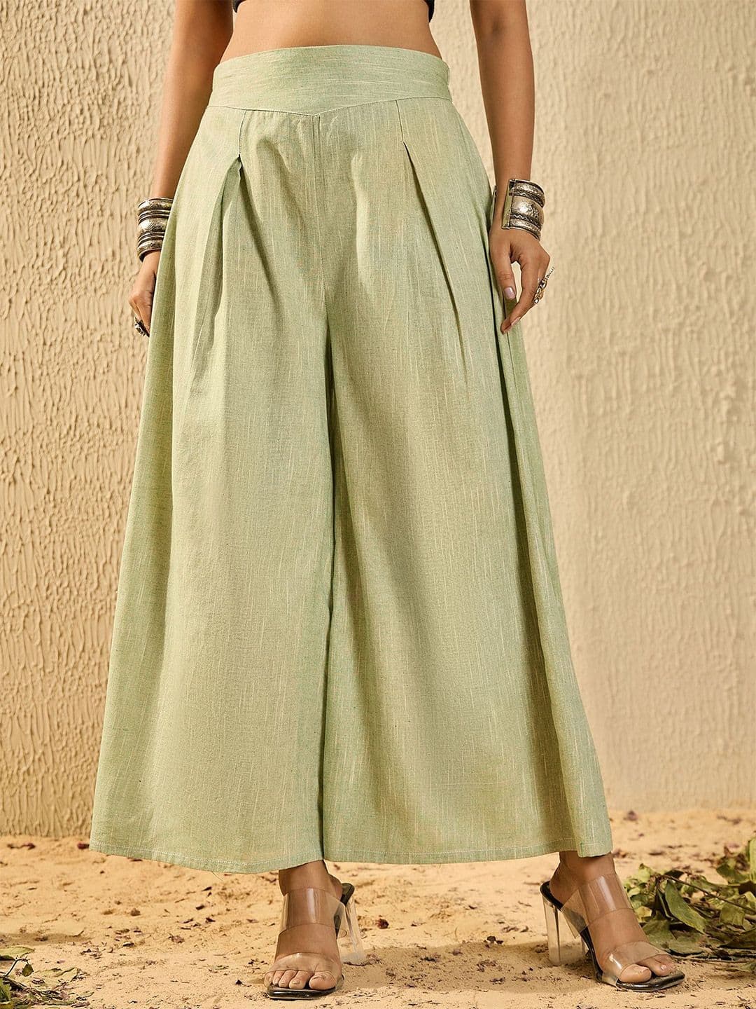 InWeave Women Flared Handloom Ethnic Palazzos - view 1