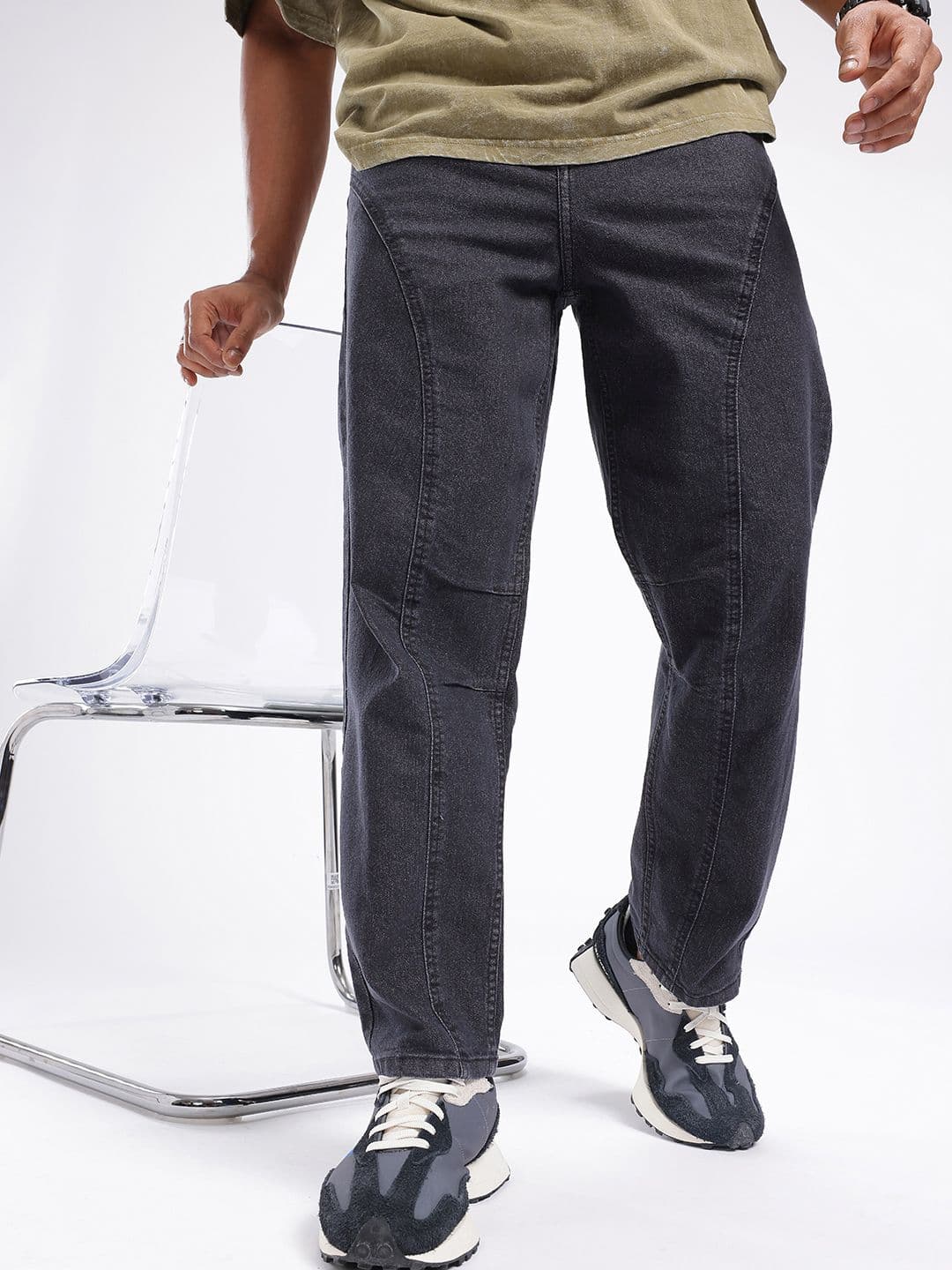 glitchez Men Panelled Skater Light Fade Jeans - view 1