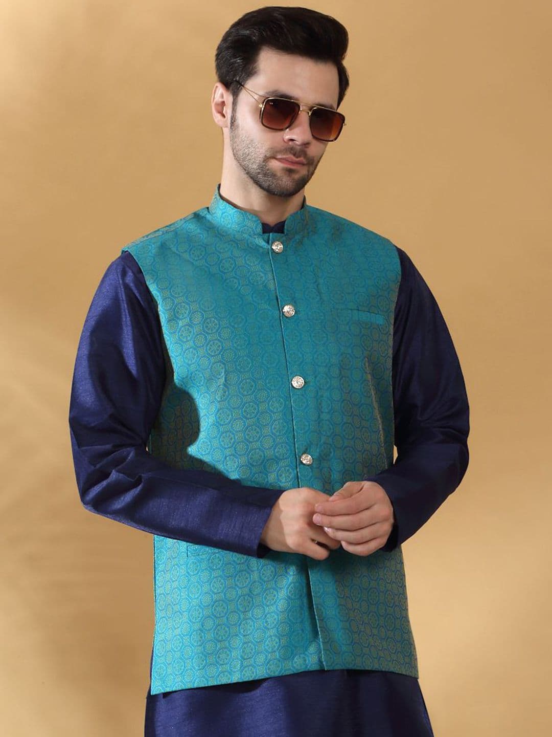 KRAFT INDIA Geometric Printed Woven Nehru Jacket - view 1