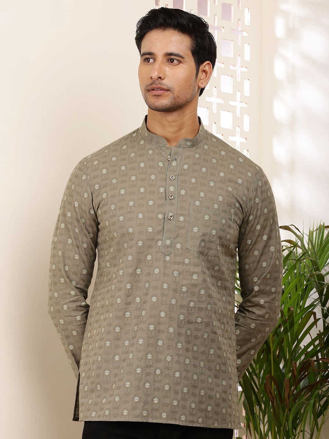 MULTI SHADES Men Ethnic Motifs Printed Thread Work Kurta - view 1